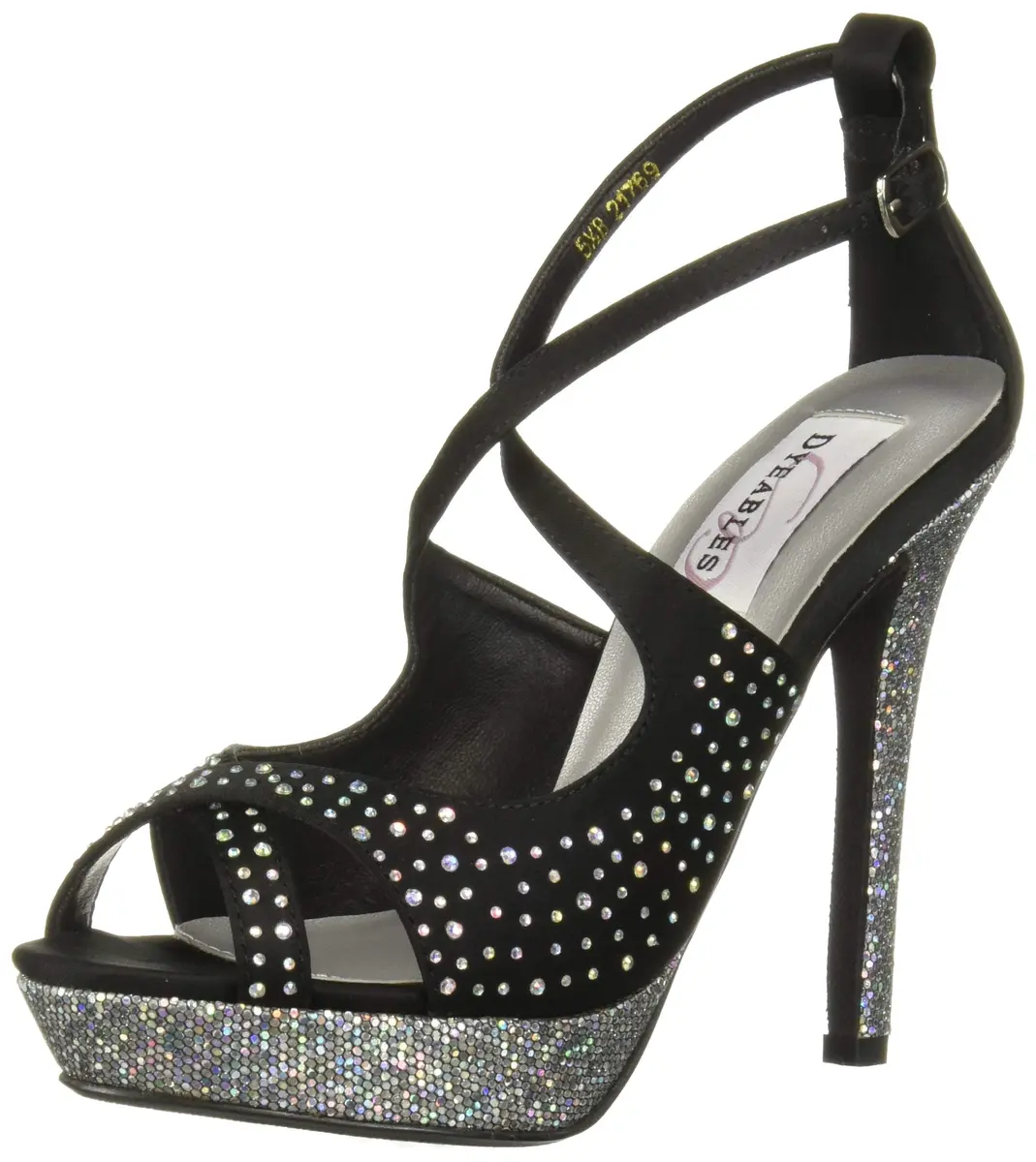 Dyeables Sonya Platform Sandal | Black Satin, 7.5 US | Elegant Wedding & Formal Wear - main product image