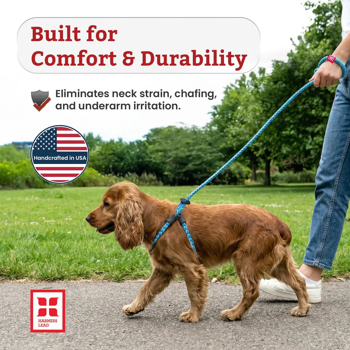 Harness Lead No Pull Dog Harness and Leash Set | Anti Pull, All Sizes, Blue/Multi - view 4