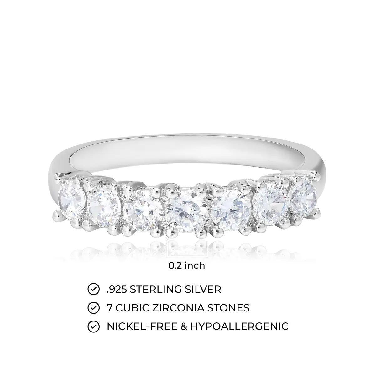 Morgan & Paige Silver Ring Size 7 | Platinum Plated CZ Wedding Band (70-120 chars) - view 3