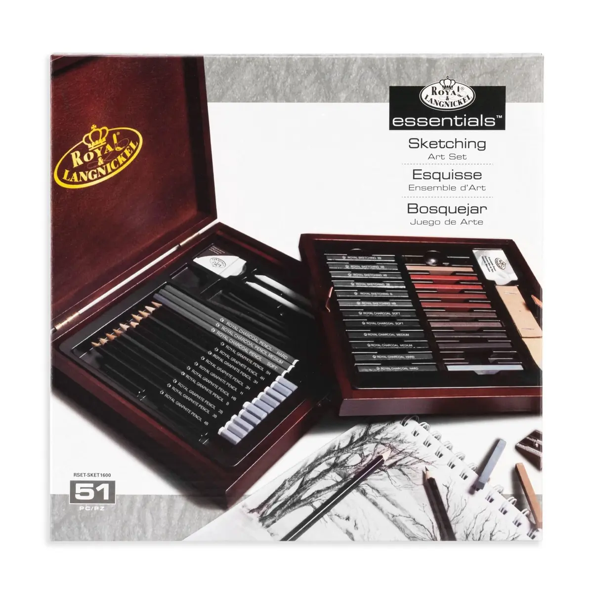 Royal & Langnickel RSET-SKET1600 Premier Sketch Pencil Art Set, 51-Piece | Premium Drawing Materials for Artists - main product image