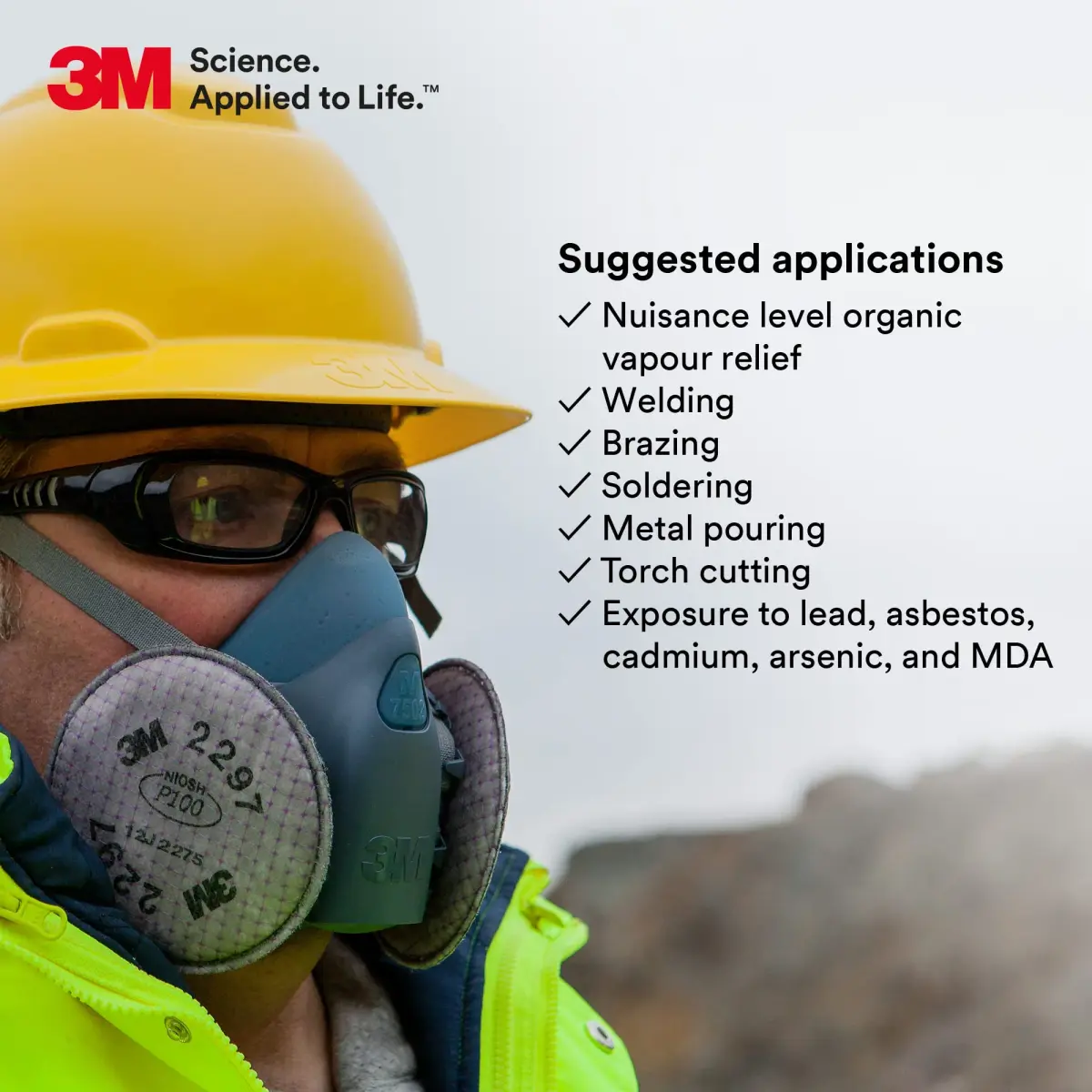 3M P100 Advanced Respirator Filter 2297, 1 Pair | NIOSH Approved for Oil & Non-Oil Particles - view 6