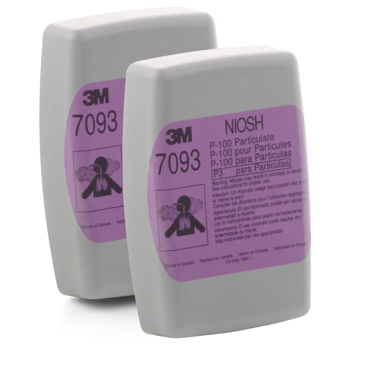 3M Particulate Filter 7093 P100 | High-Efficiency Oil & Non-Oil Particulates Filter (1 Pack of 12) - main product image