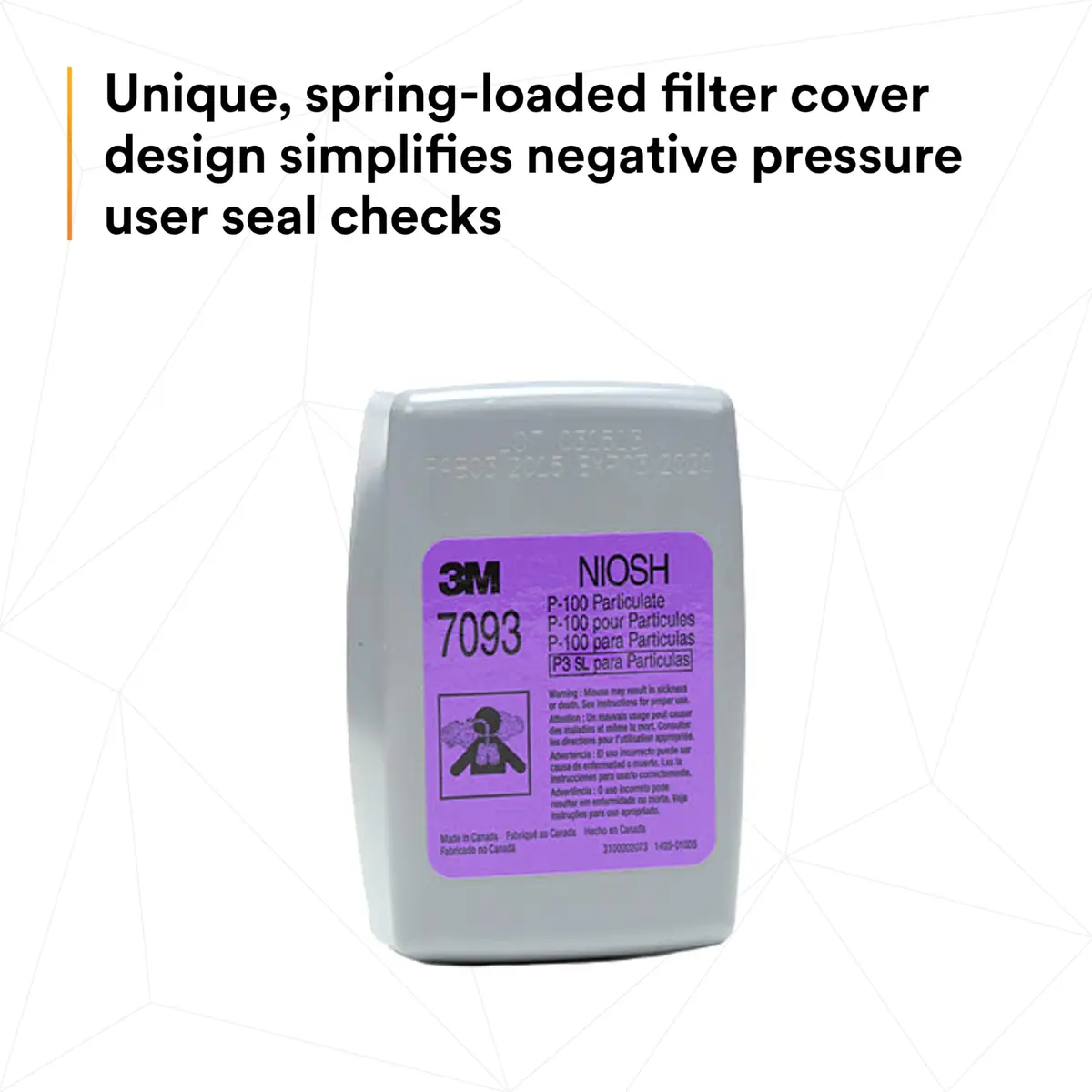 3M Particulate Filter 7093 P100 | High-Efficiency Oil & Non-Oil Particulates Filter (1 Pack of 12) - view 8