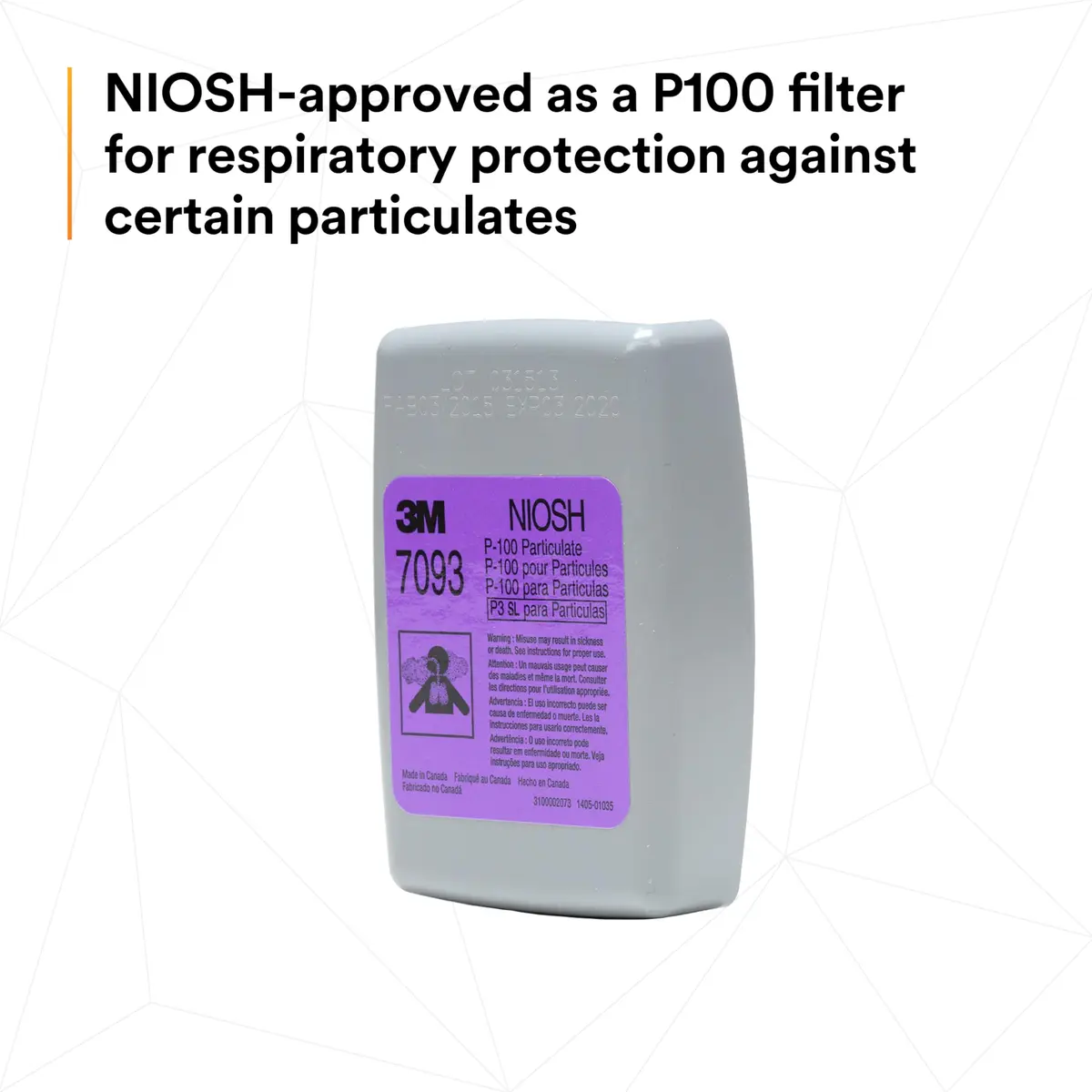 3M Particulate Filter 7093 P100 | High-Efficiency Oil & Non-Oil Particulates Filter (1 Pack of 12) - view 3