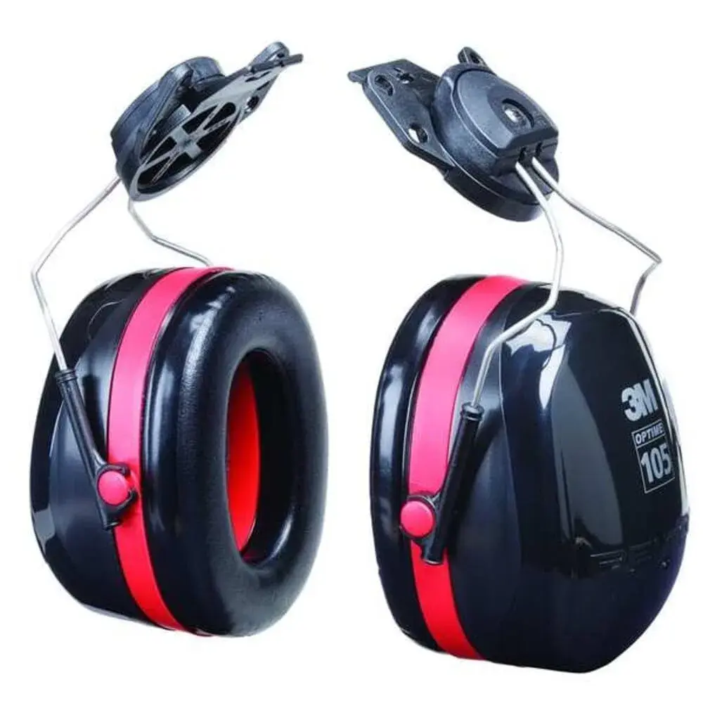 3M PELTOR Optime 105 Ear Muffs, Cap Style Hard Hat Attached, NRR 27 dB | Industrial Hearing Protection - main product image