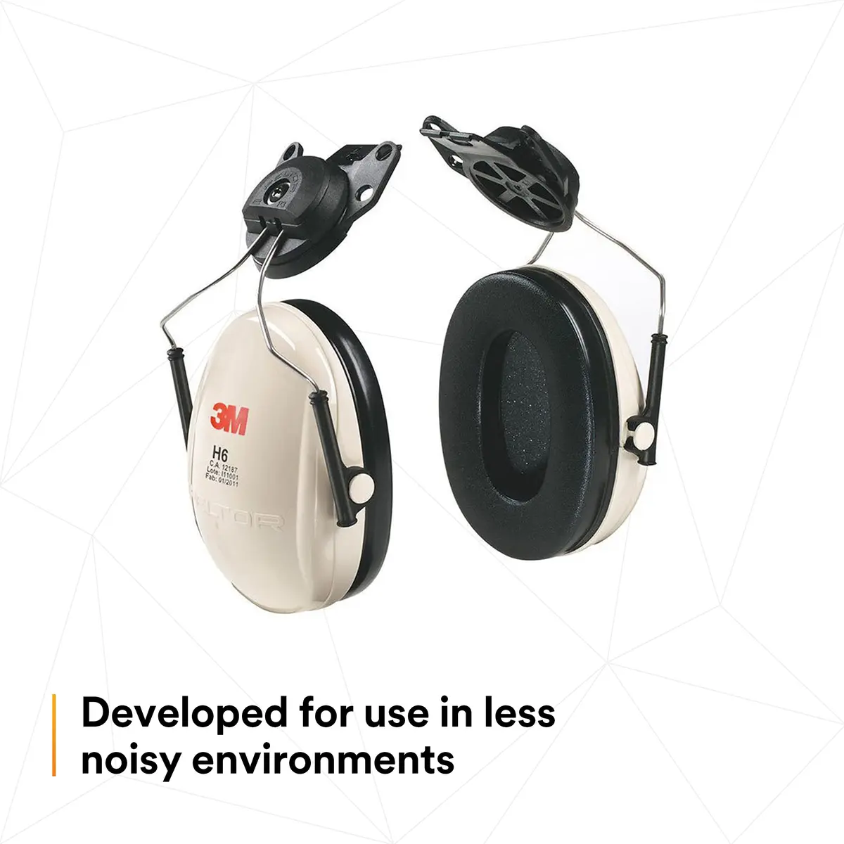 3M PELTOR Optime 95 Earmuffs, Cap Mount, 20 dB NRR, Beige | Industrial Hearing Protection - view 2
