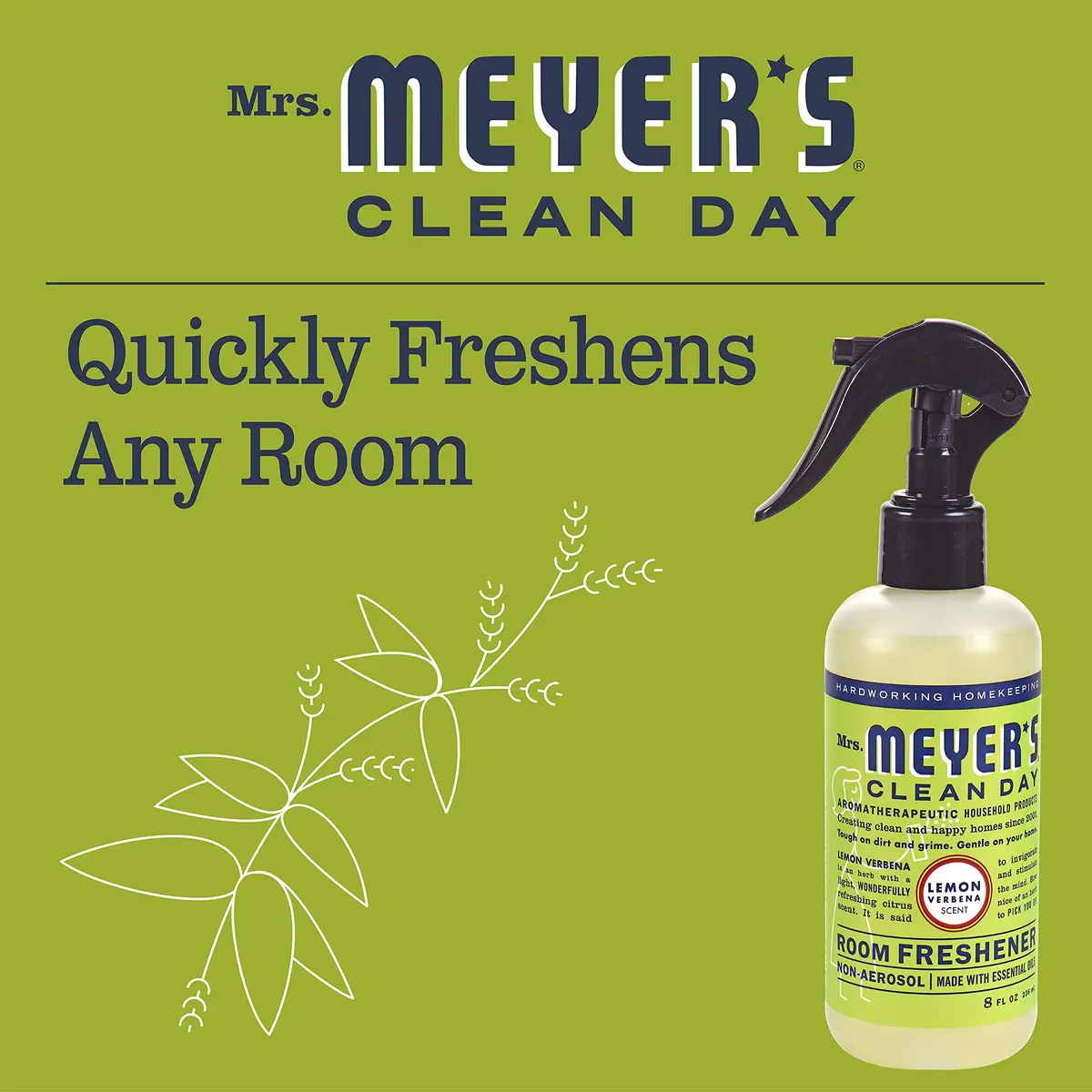 Mrs. MEYER'S Lemon Verbena Room Freshener Spray Bottle, 8 Fl oz (Pack of 2) | Garden-fresh citrus scent, cruelty free, non-aerosol - view 4