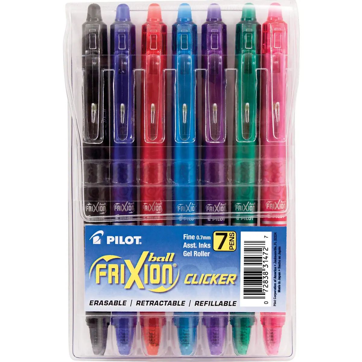 PILOT FriXion Clicker Gel Ink Pens 0.7mm Assorted Colors | Erasable, Refillable, Smooth Writing - main product image