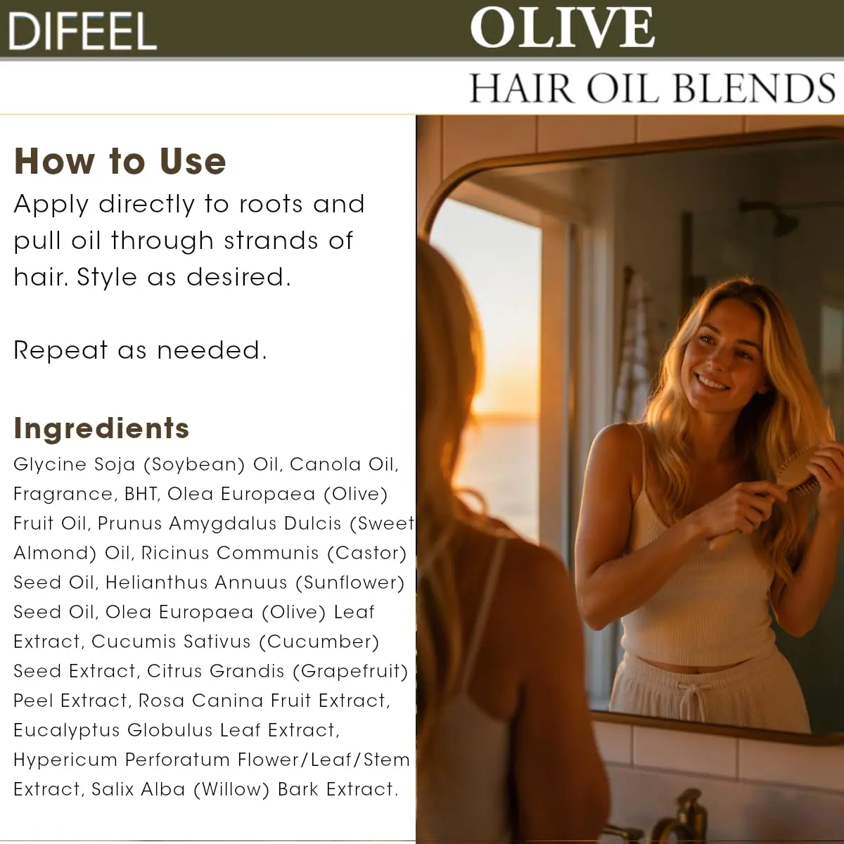 Difeel Olive Hair Oil Blend 74ml (2.5 Fl Oz) | Hydrates Dry Hair - view 8