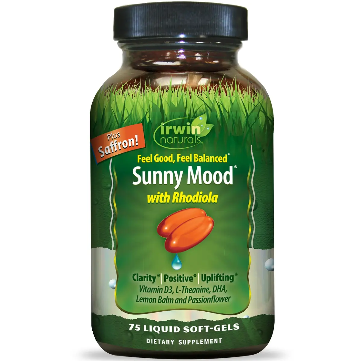 Irwin Naturals Sunny Mood Emotional Balance & Mood Support | 75 Softgels for Positive Mood & Stress Relief - main product image