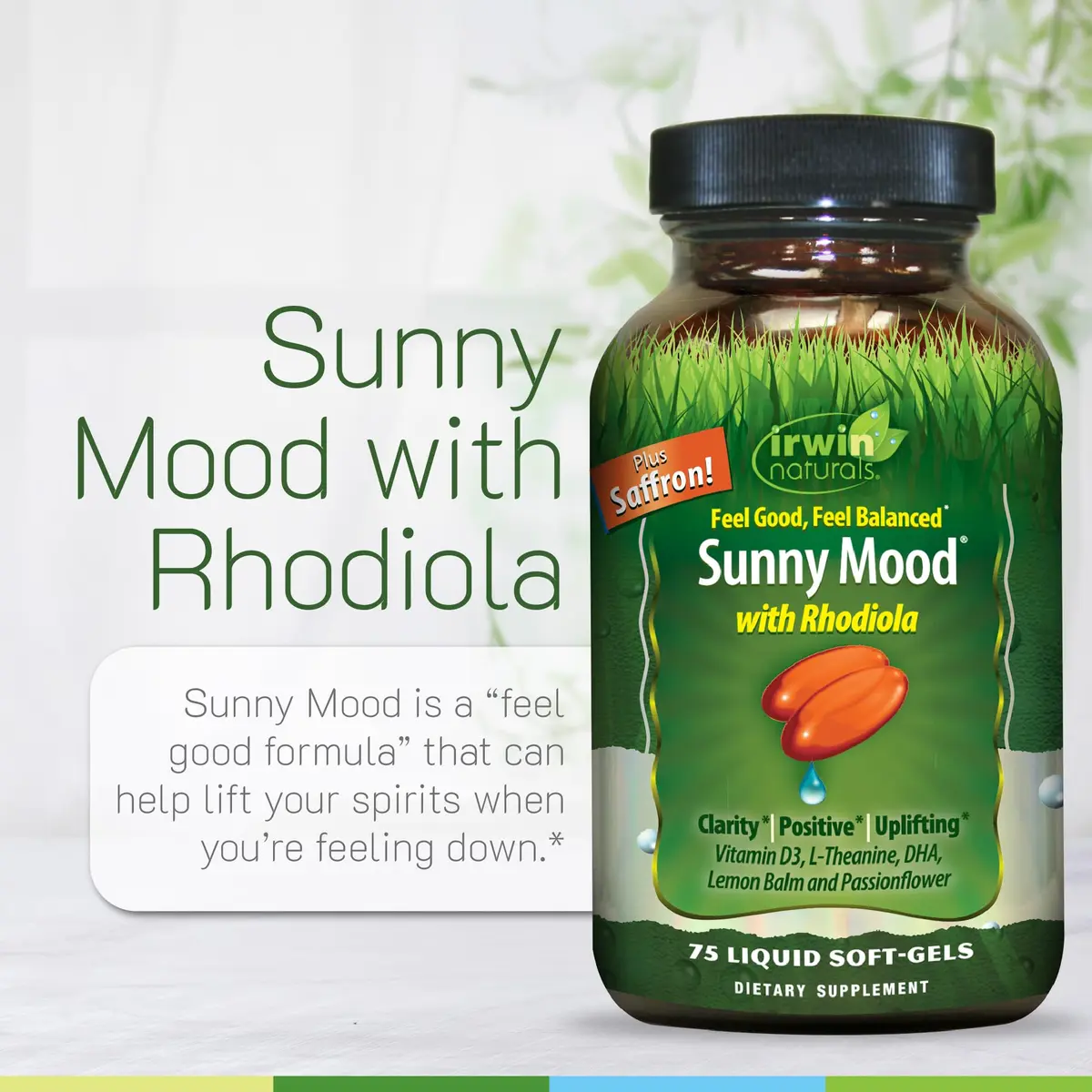 Irwin Naturals Sunny Mood Emotional Balance & Mood Support | 75 Softgels for Positive Mood & Stress Relief - view 5