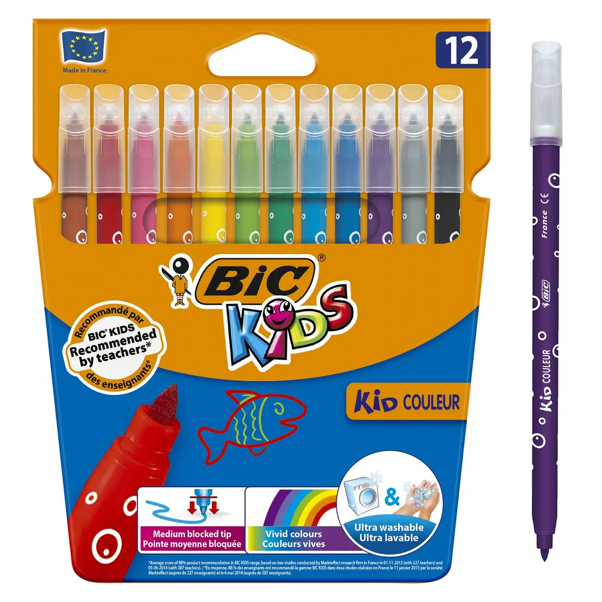BIC Kids Kid Couleur Colouring Pens Value Pack (12 Count) Washable & Vibrant - main product image