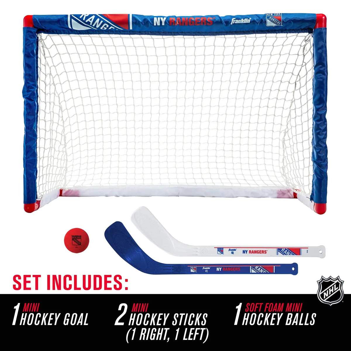 Franklin Sports NHL Team Mini Hockey Set with Sticks and Ball | Ages 3+ Indoor Knee Play - view 2