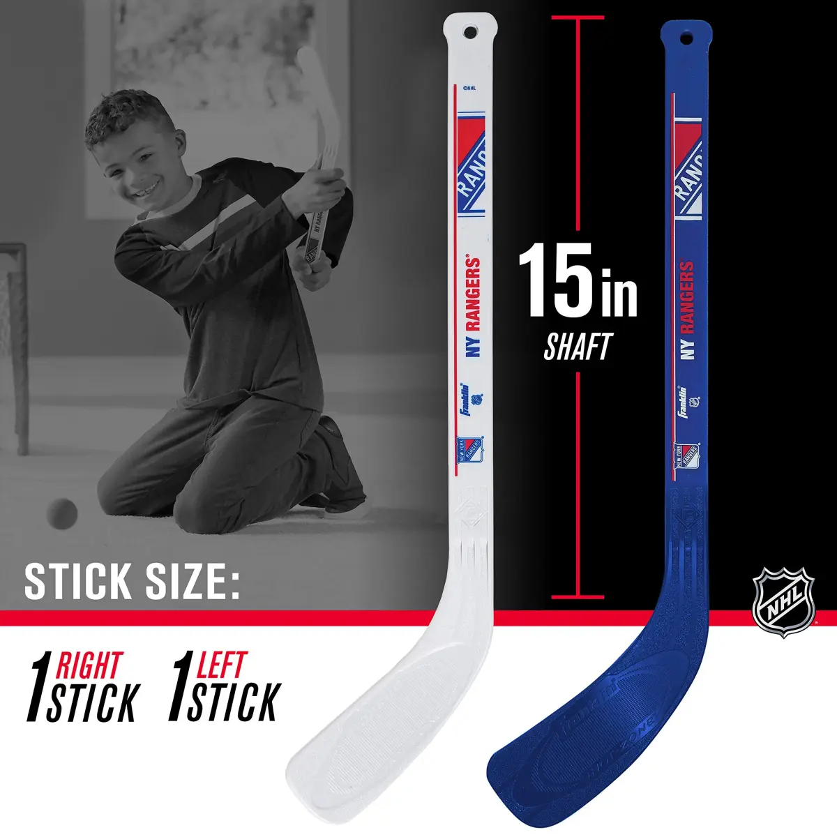 Franklin Sports NHL Team Mini Hockey Set with Sticks and Ball | Ages 3+ Indoor Knee Play - view 4