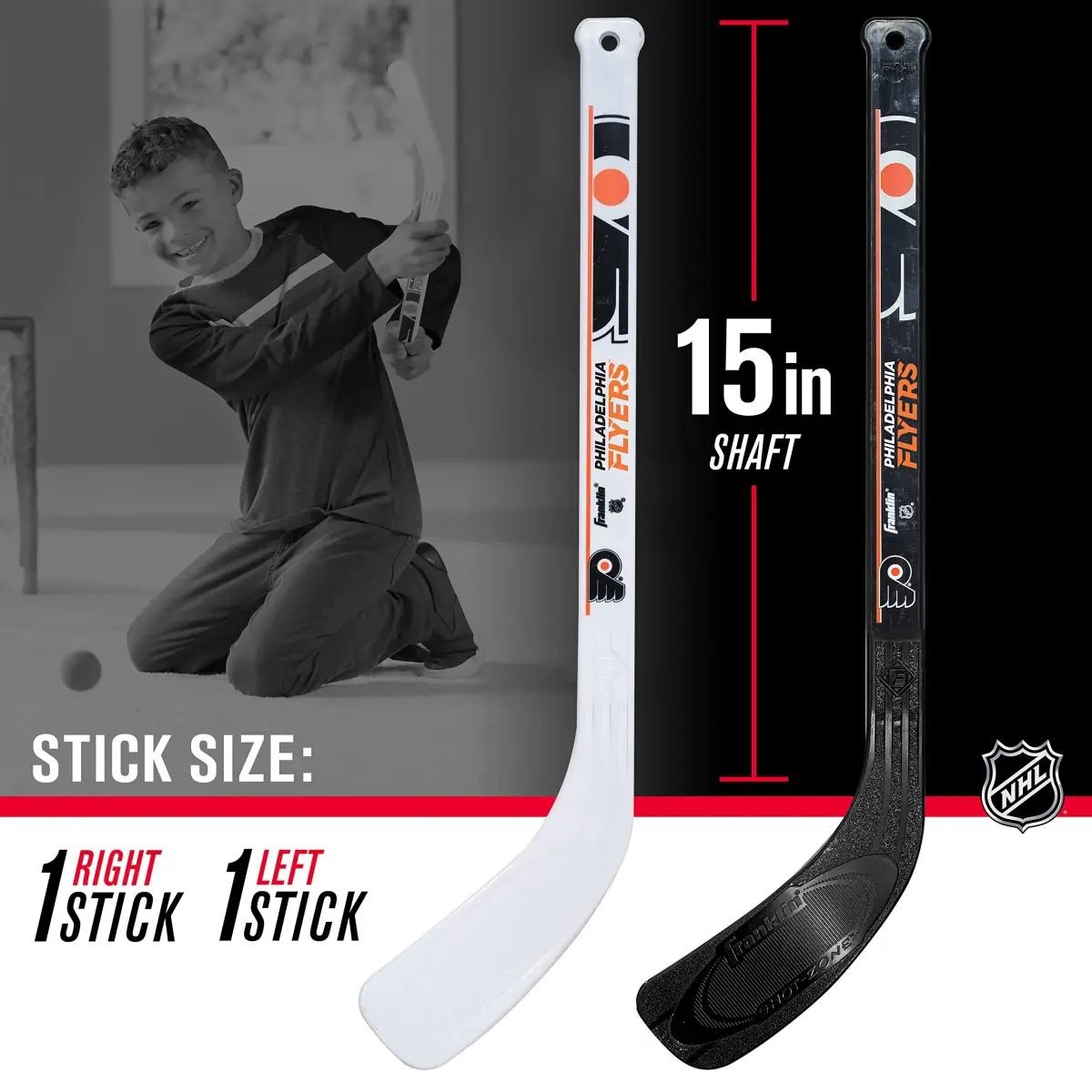 Franklin Sports NHL Philadelphia Flyers Mini Hockey Goal + Stick Set | Ages 3+ Indoor Knee Hockey - view 4