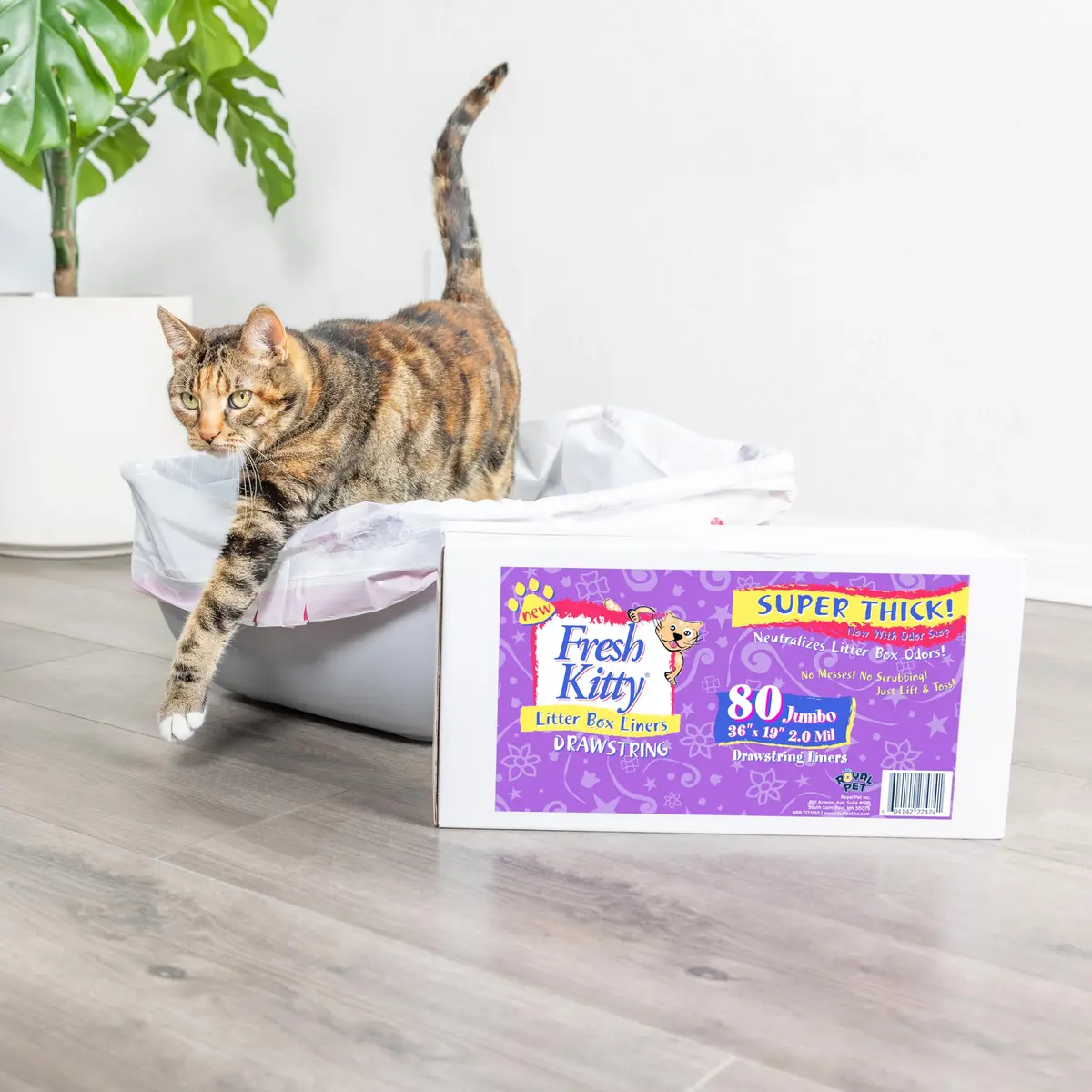 Fresh Kitty 80 Count Super Thick Drawstring Litter Box Liners | Scented, Durable, Easy Clean, Jumbo Size - view 6