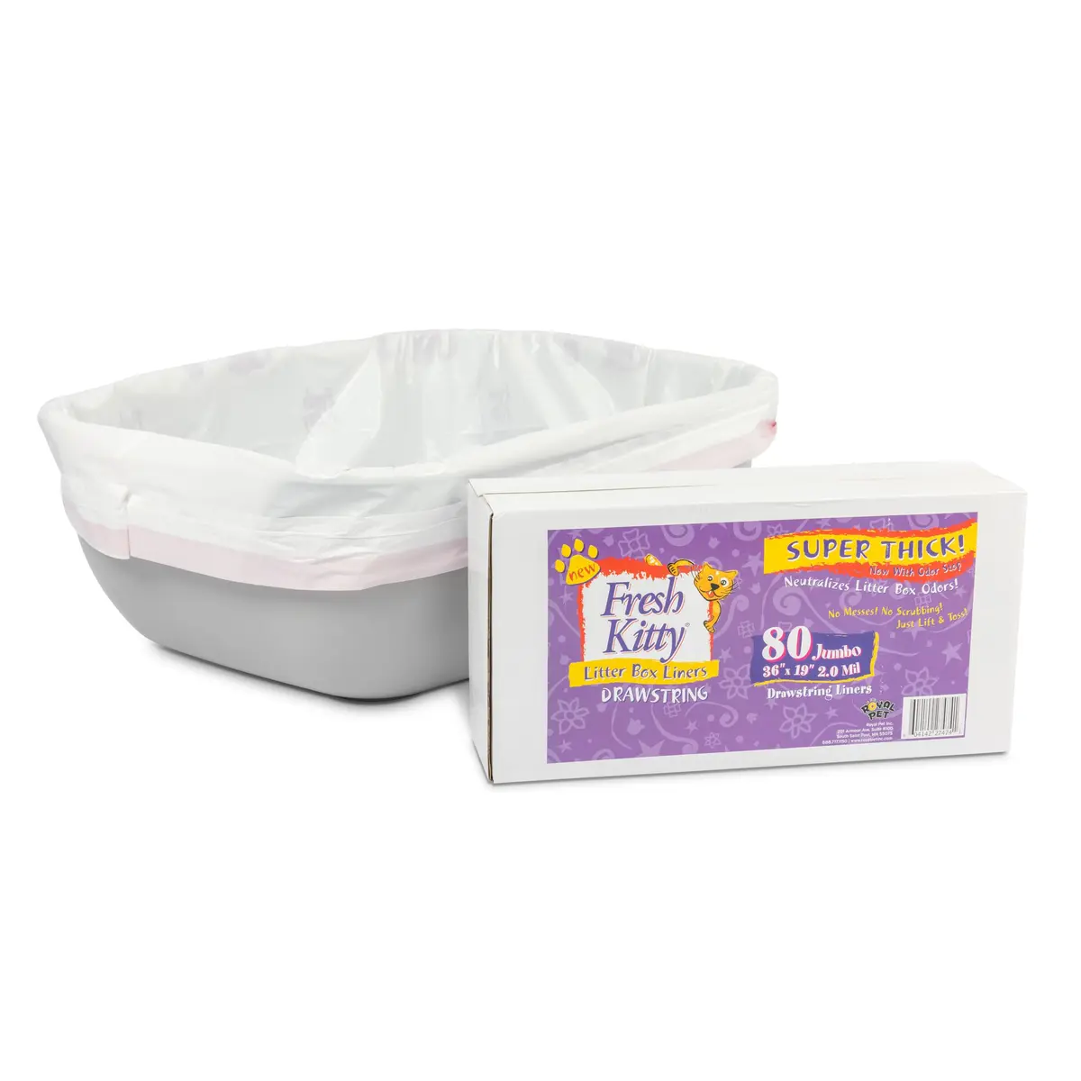 Fresh Kitty 80 Count Super Thick Drawstring Litter Box Liners | Scented, Durable, Easy Clean, Jumbo Size - view 7