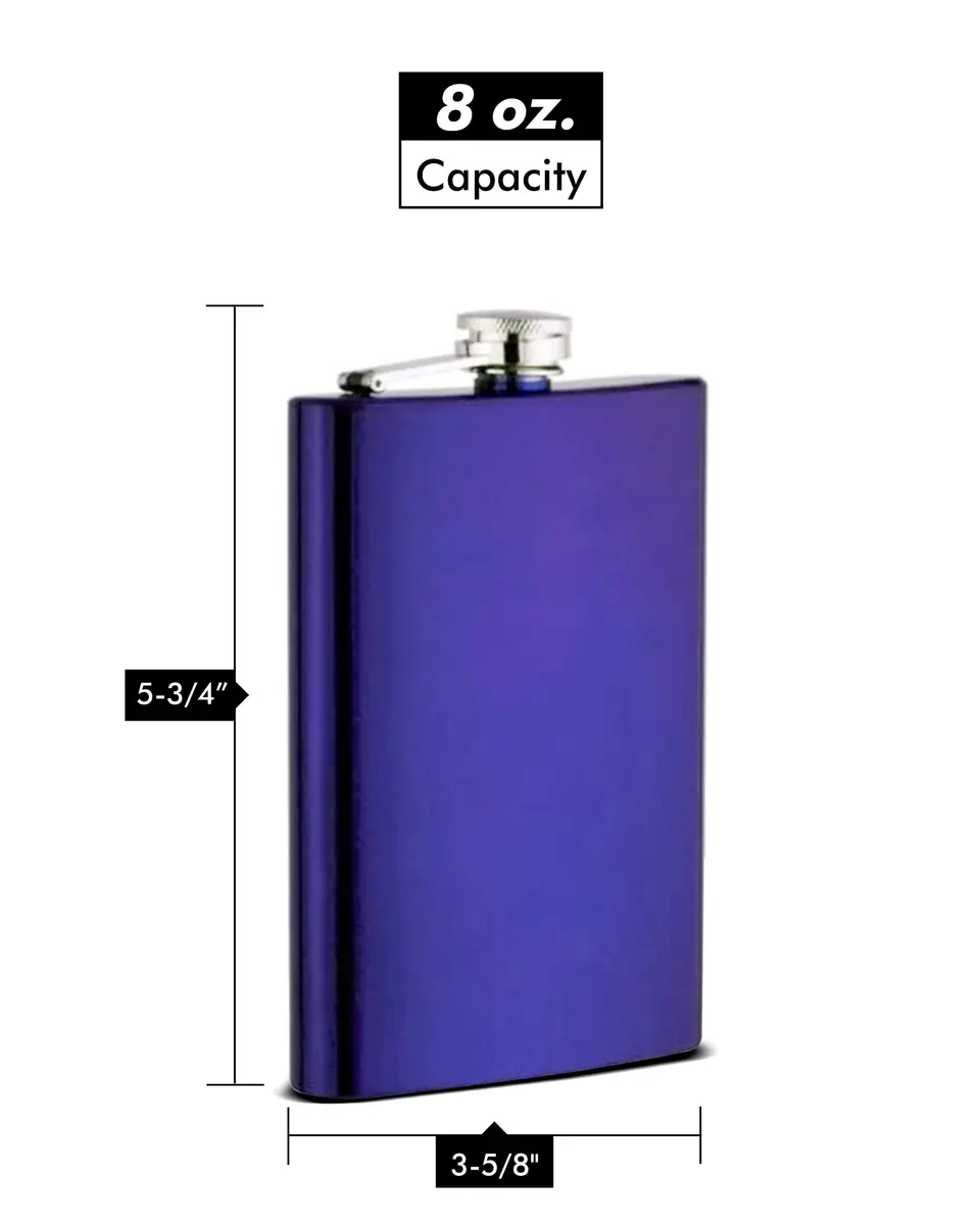 Top Shelf Flasks Blue 8 oz (237 ml) Hip Flask | Leak Proof Stainless Steel for Men - view 2