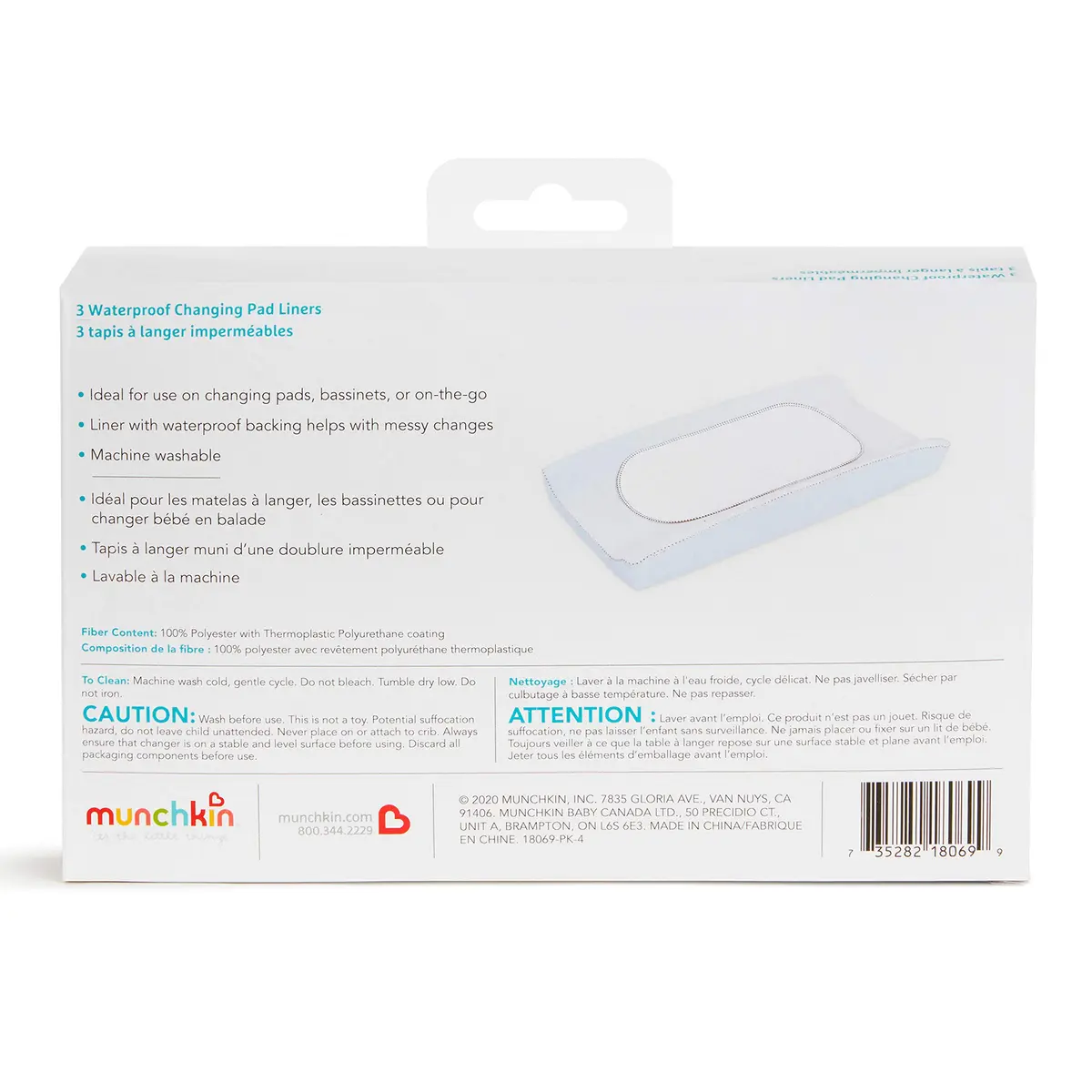 Munchkin Waterproof Changing Pad Liners 3 Count | PVC-Free Leak-Proof Baby Diaper Cover (22.75" x 11.5") - view 6