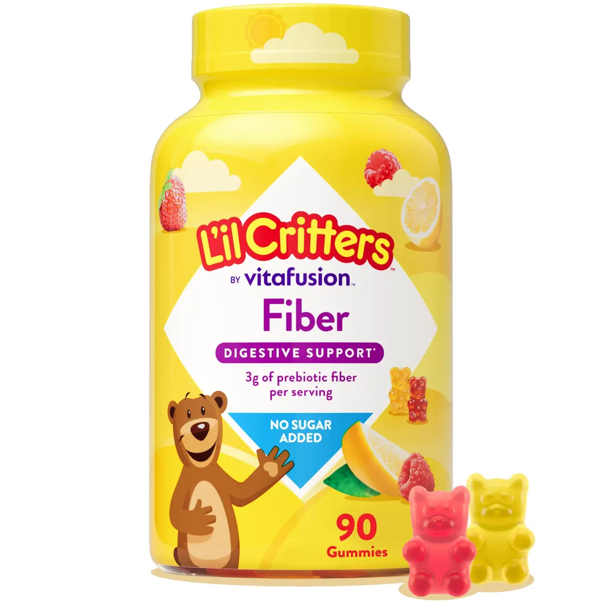 Lil Critters Kids Fiber Gummies for Digestive Support | Sugar Free, 90 Count (Pack of 1) - main product image