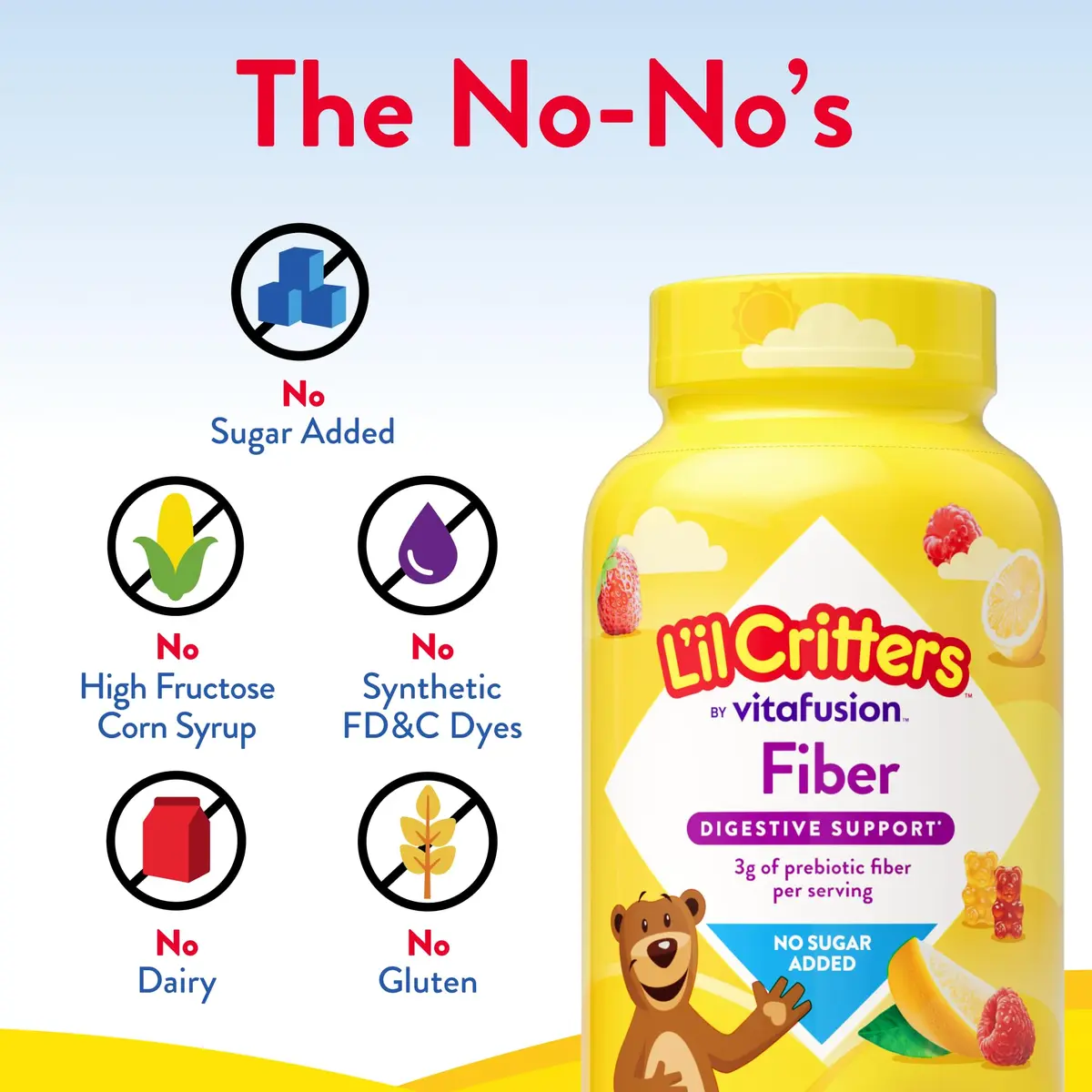 Lil Critters Kids Fiber Gummies for Digestive Support | Sugar Free, 90 Count (Pack of 1) - view 3