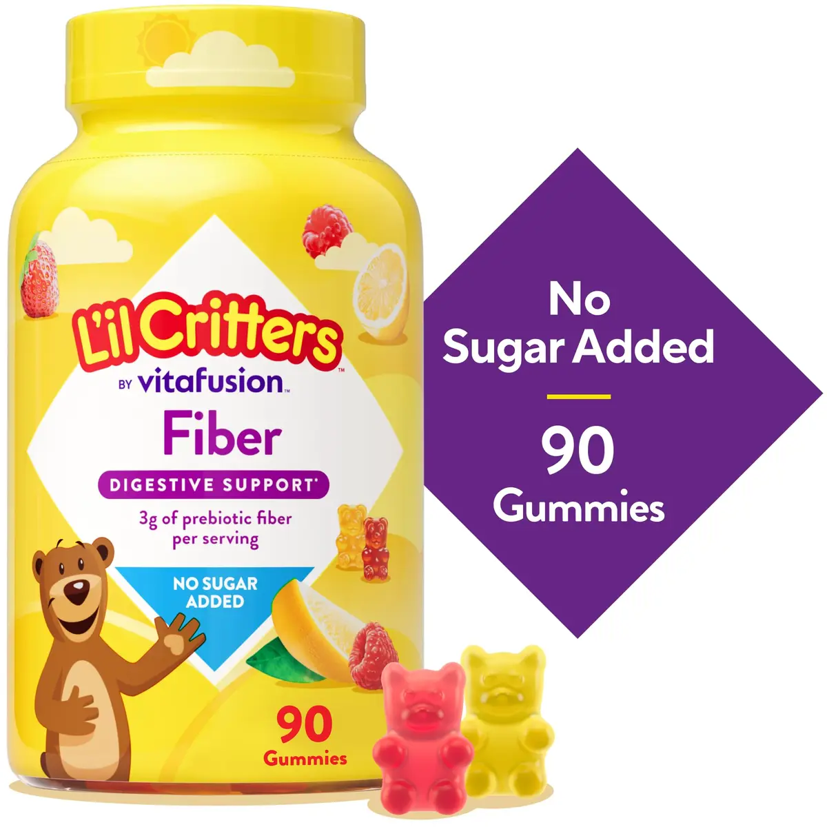 Lil Critters Kids Fiber Gummies for Digestive Support | Sugar Free, 90 Count (Pack of 1) - view 4
