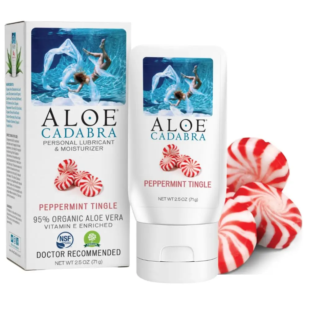Aloe Cadabra Organic Peppermint Personal Lubricant 74ml (2.5 Fl Oz) | Water-Based, pH-Balanced, Toy Compatible - main product image
