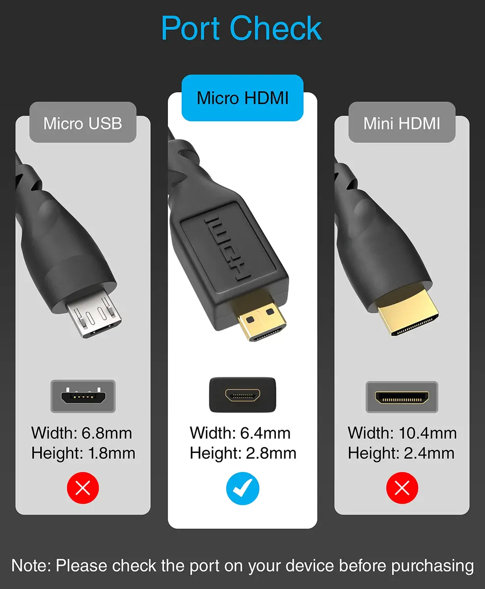 BlueRigger Micro HDMI to HDMI Cable 0.91m (3ft) | 4K@60Hz HDR 18Gbps ARC - view 3