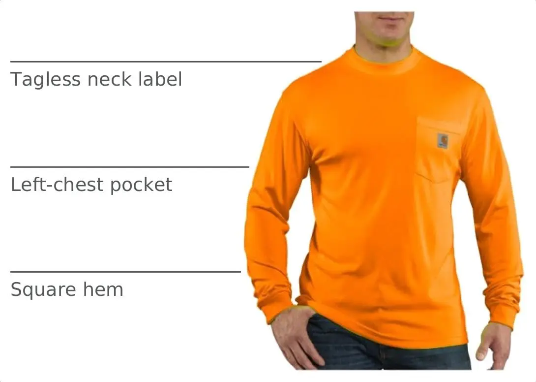 Carhartt Men's Force Relaxed Color Enhanced LS T-Shirt, Brite Orange, Medium - view 3