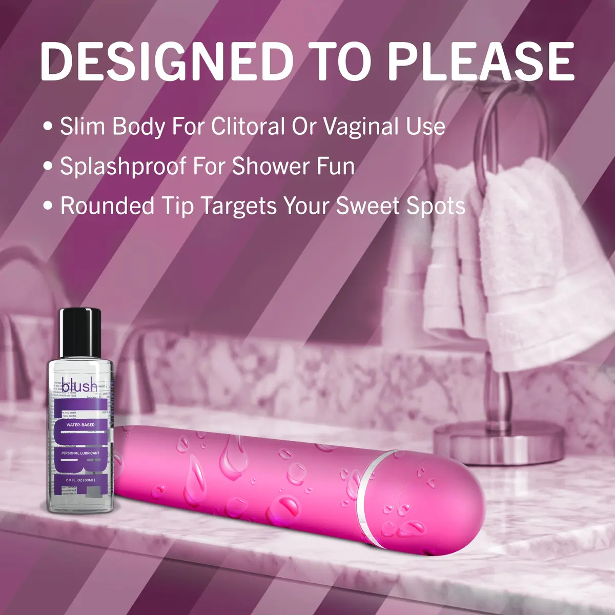 Blush Rosé Luxuriate 7" Vibrator for Women, Men & Couples - Multi-Speed Satin Smooth Wand - view 5
