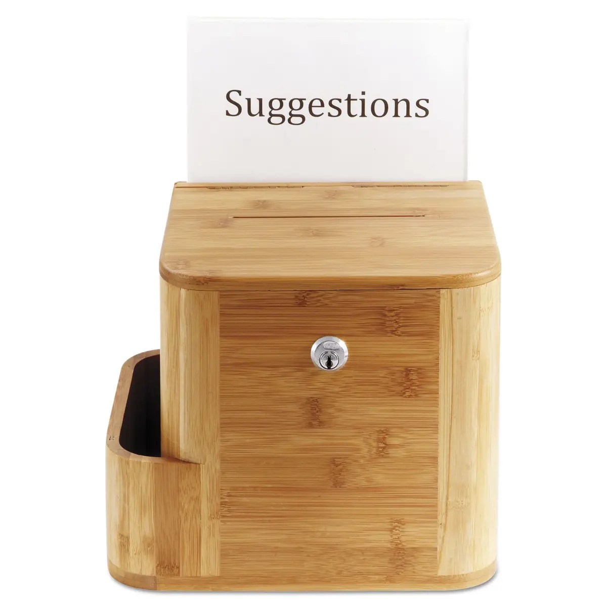 Safco Suggestion Box Mahogany | Customizable, Lockable, Wall or Freestanding (70-120 chars) - view 4