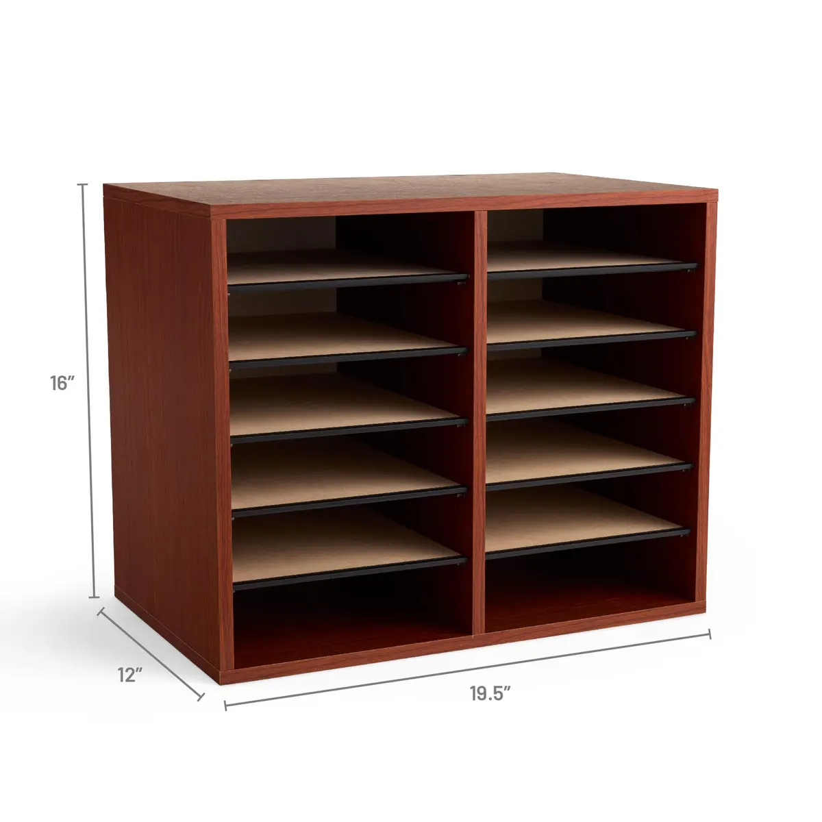 Safco Literature Organizer 12 Compartments | Office & Classroom Mailbox with Adjustable Shelves, Cherry - view 6
