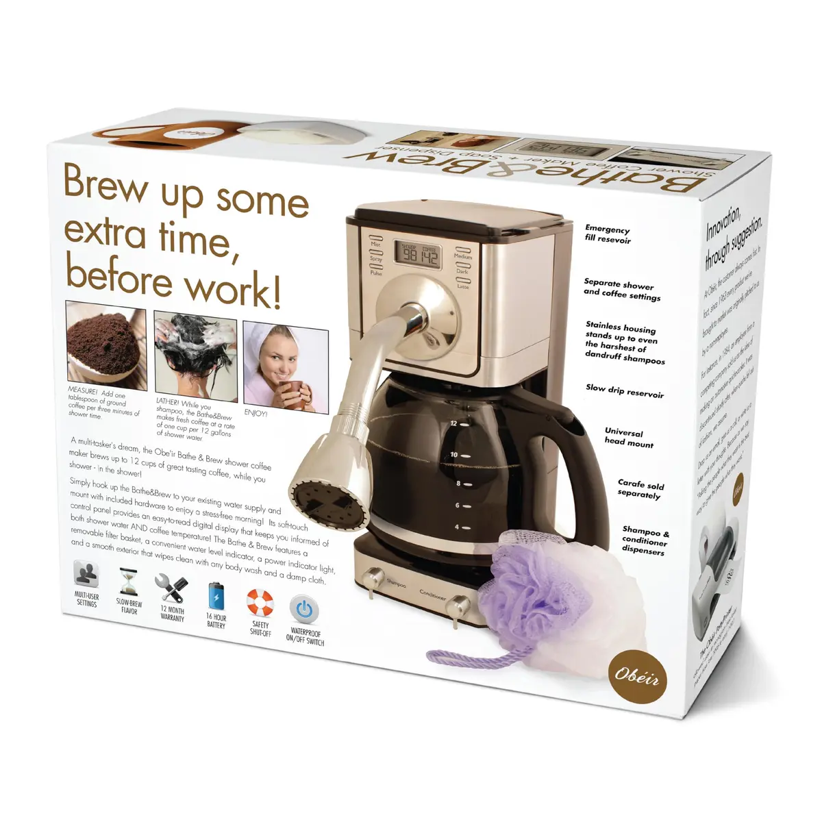 Prank-O Bathe & Brew Prank Gift Box Empty Coffee Maker Gag Gift for Men & Coworkers | 28.6cm x 30.9cm x 0.7cm (11.25" x 9" x 3.25") - view 2