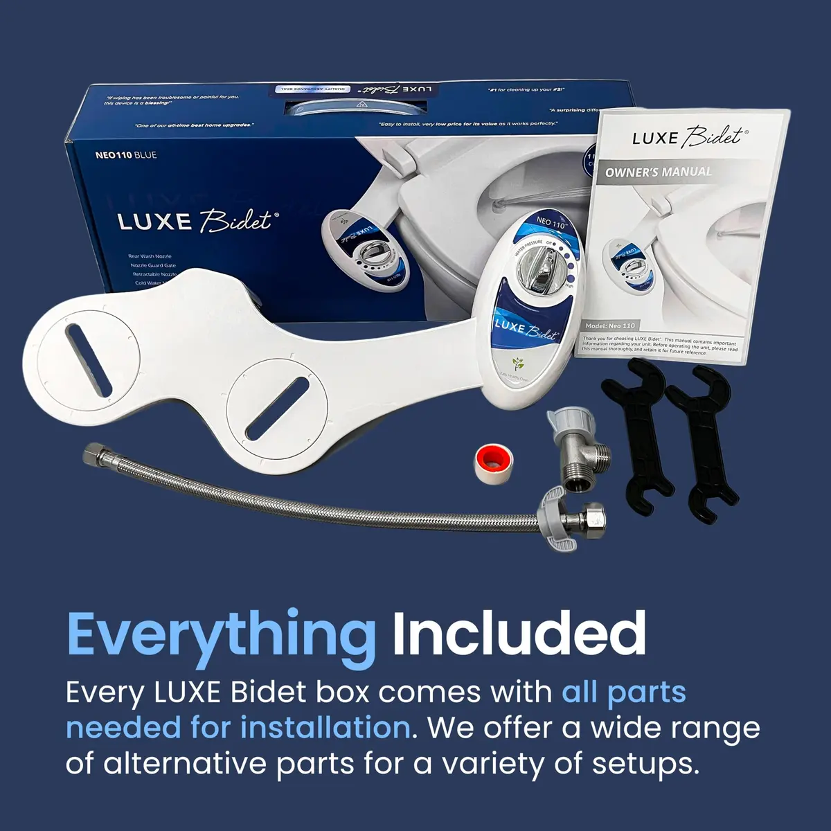 LUXE Bidet NEO 110 Non-Electric Bidet Attachment for Toilet Seat, Blue | Easy Home Upgrade for Modern Bathrooms - view 2