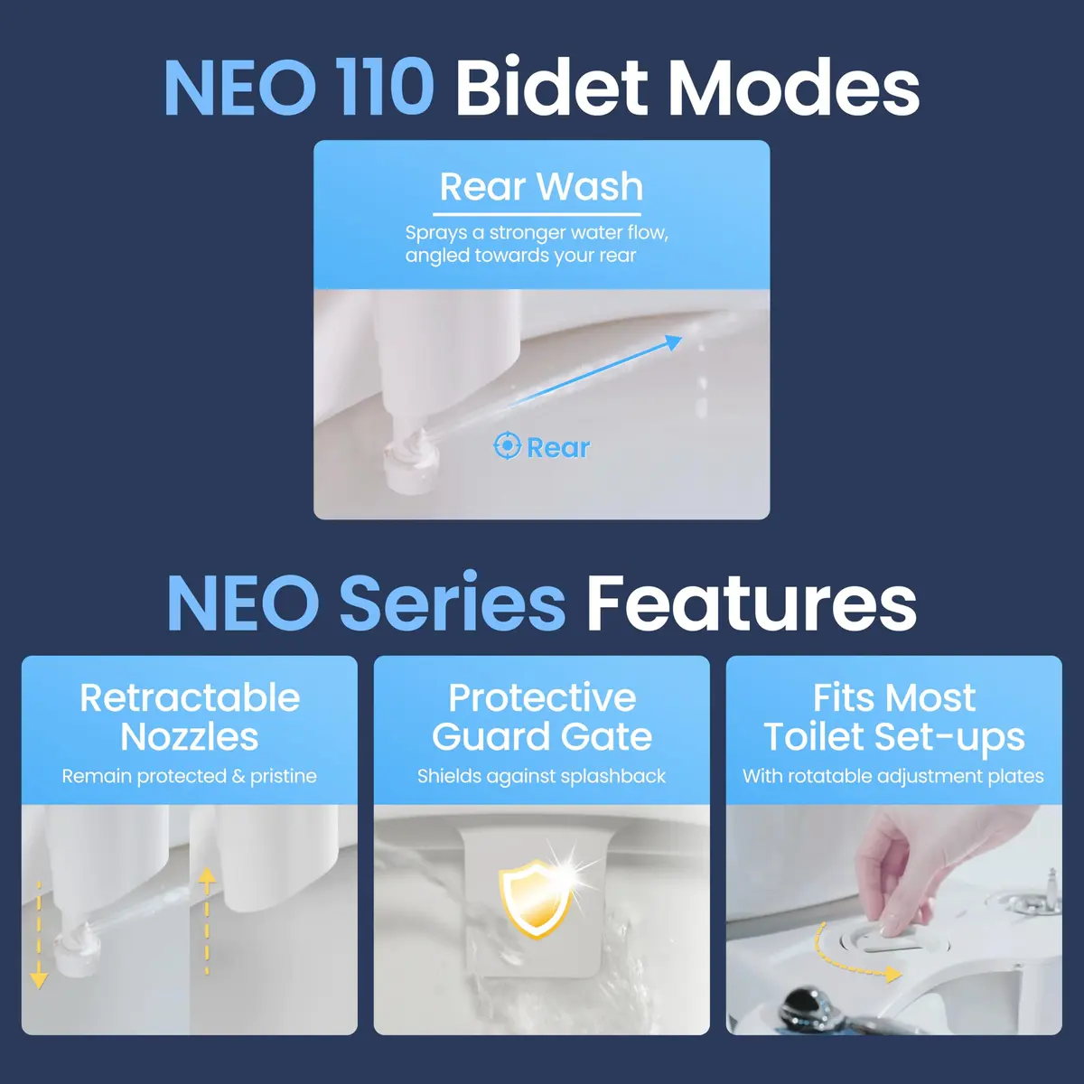 LUXE Bidet NEO 110 Non-Electric Bidet Attachment for Toilet Seat, Blue | Easy Home Upgrade for Modern Bathrooms - view 3