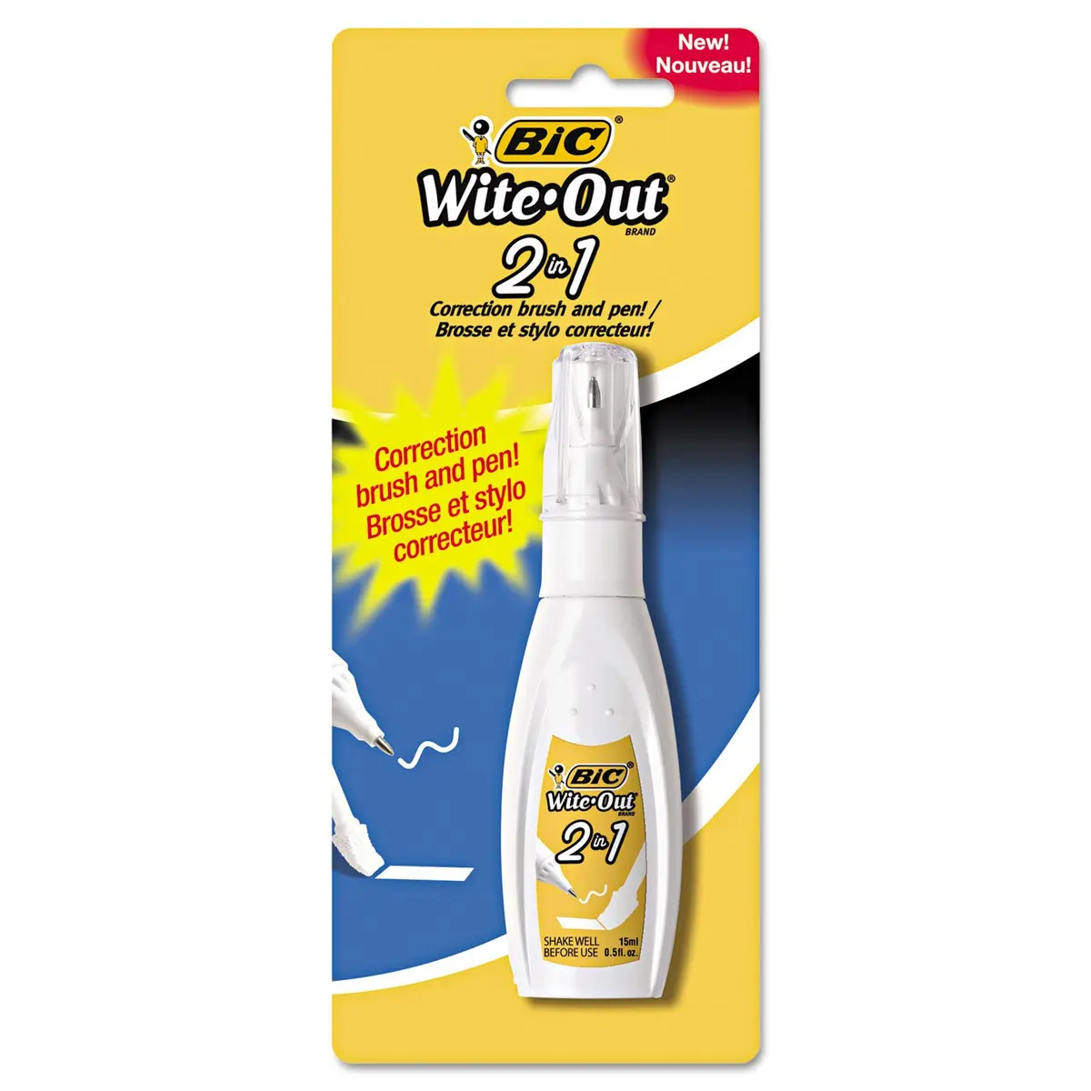 BIC Wite-Out 2-in-1 Correction Fluid Pen 15ml (0.5 Fl Oz) | Smooth Ink Flow for Precise Corrections - main product image