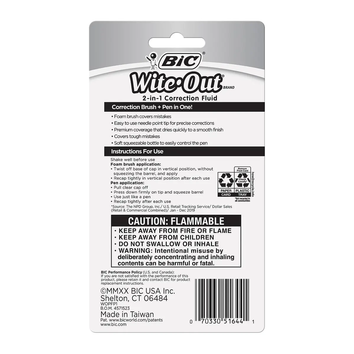 BIC Wite-Out 2-in-1 Correction Fluid Pen 15ml (0.5 Fl Oz) | Smooth Ink Flow for Precise Corrections - view 3