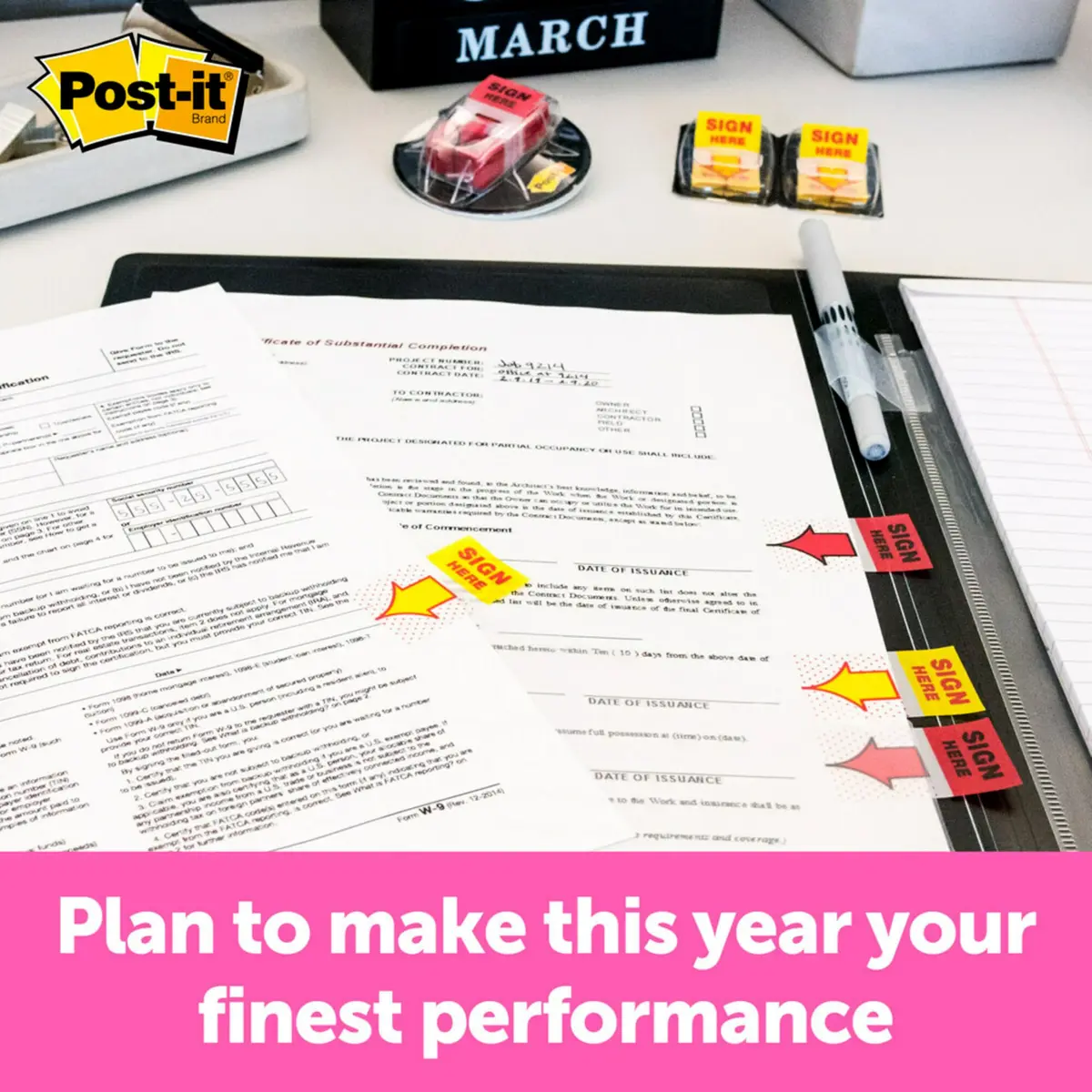 Post-it Flags Sign Here 200/High Volume Desk Grip Dispenser 1 in Wide Yellow | Bright Signage for Signatures & Highlighting - view 5