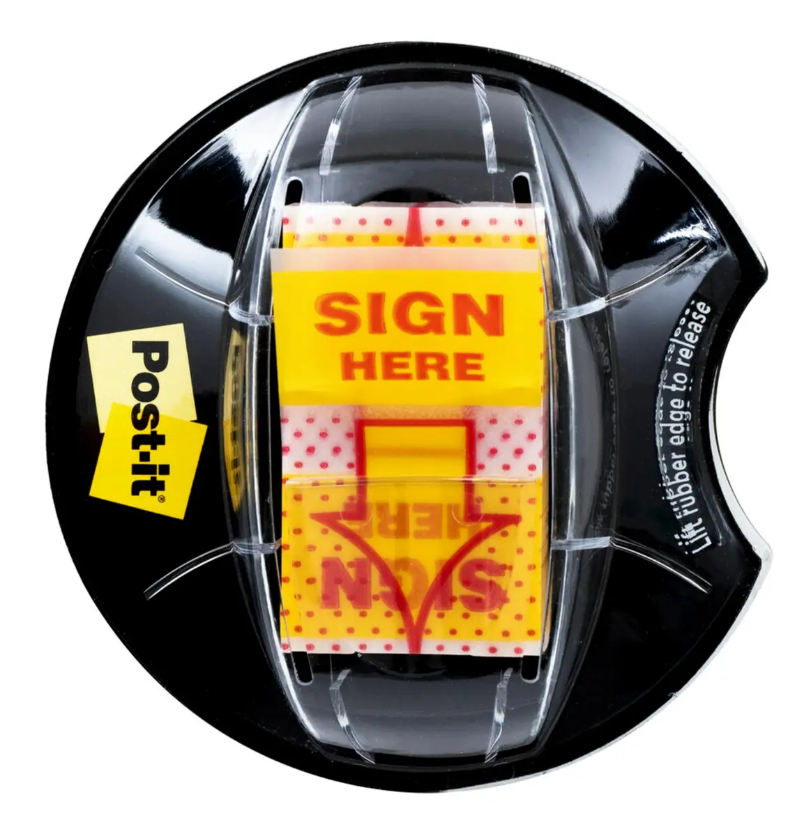 Post-it Flags Sign Here 200/High Volume Desk Grip Dispenser 1 in Wide Yellow | Bright Signage for Signatures & Highlighting - main product image