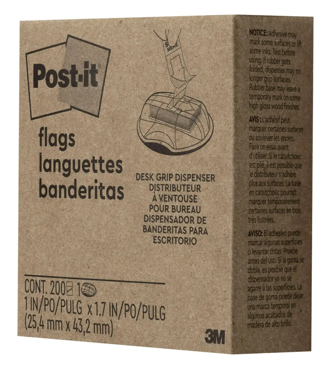 Post-it Flags Sign Here 200/High Volume Desk Grip Dispenser 1 in Wide Yellow | Bright Signage for Signatures & Highlighting - view 7