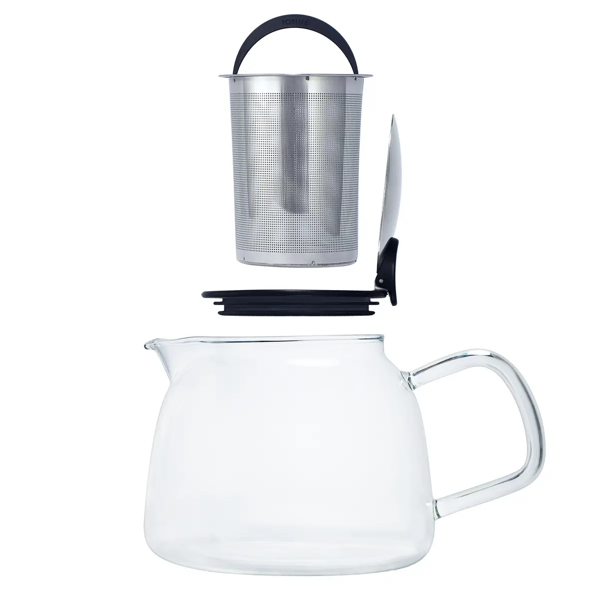 FORLIFE Bell Glass Teapot with Basket Infuser 730ml | Heat-Resistant Borosilicate Glass - view 3