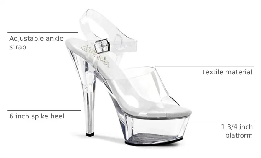 Pleaser Kiss-208 Ankle-Strap Platform Sandal | 6" Spike Heel & Rubber Sole (10 US) - view 4