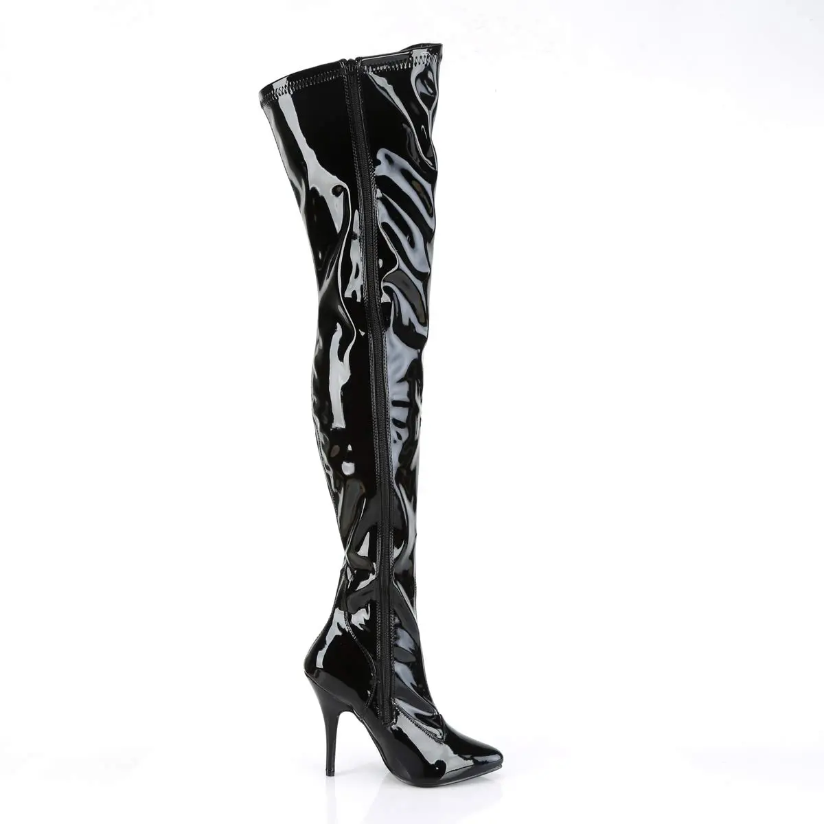 Pleaser Seduce-3000 Thigh-high Boots | 13 US Size, 5" Heel, Red Varnish, Pointed Toe - view 6