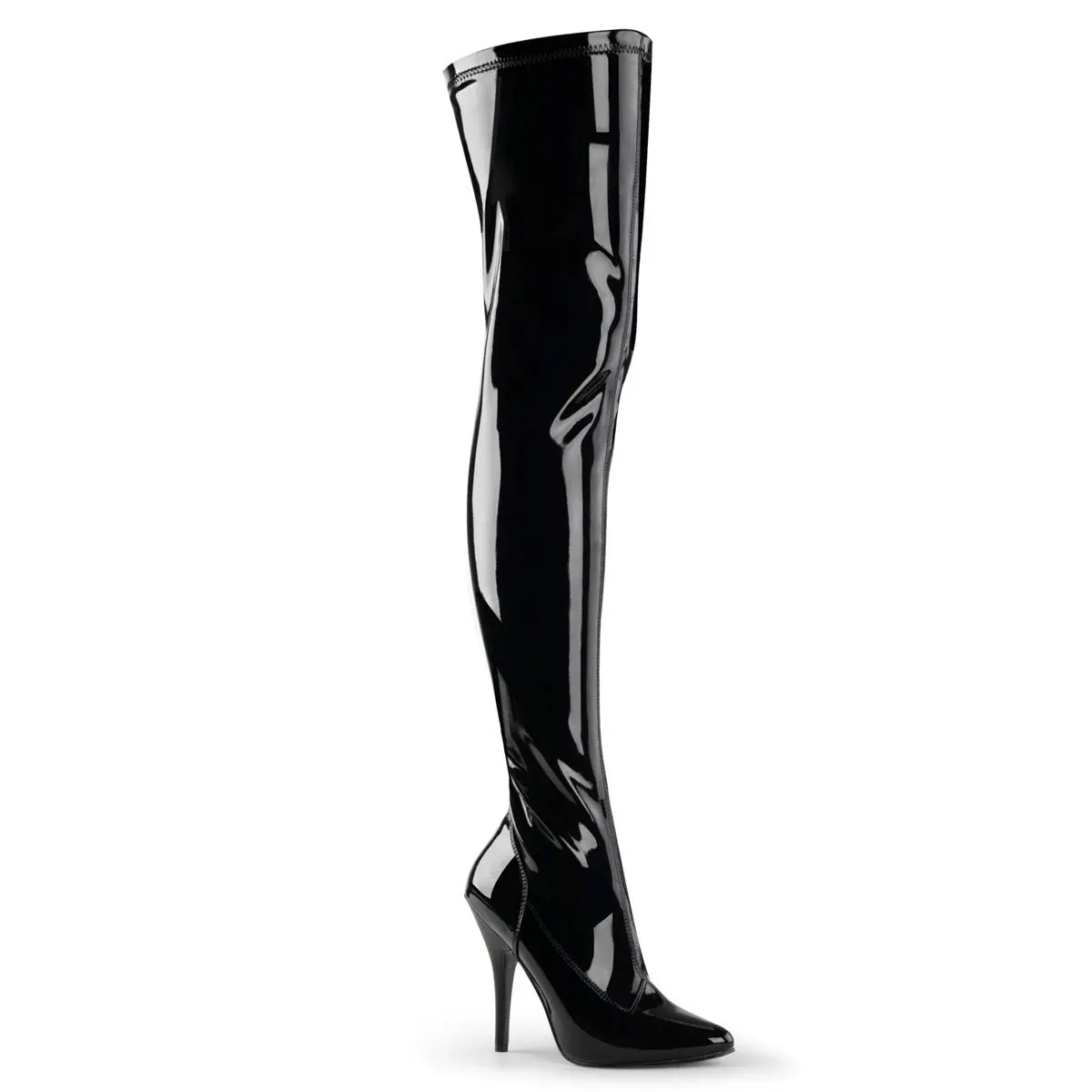 Pleaser Seduce-3000 Thigh-high Boots | 13 US Size, 5" Heel, Red Varnish, Pointed Toe - view 2