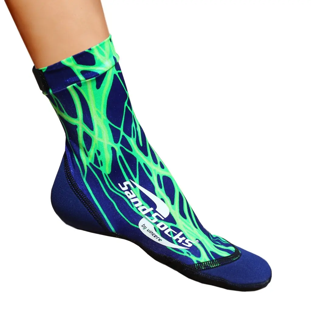Sand Socks XXS Green Lightning | Water Sports & Beach Volleyball Socks (XXS, Green Lightning) - main product image