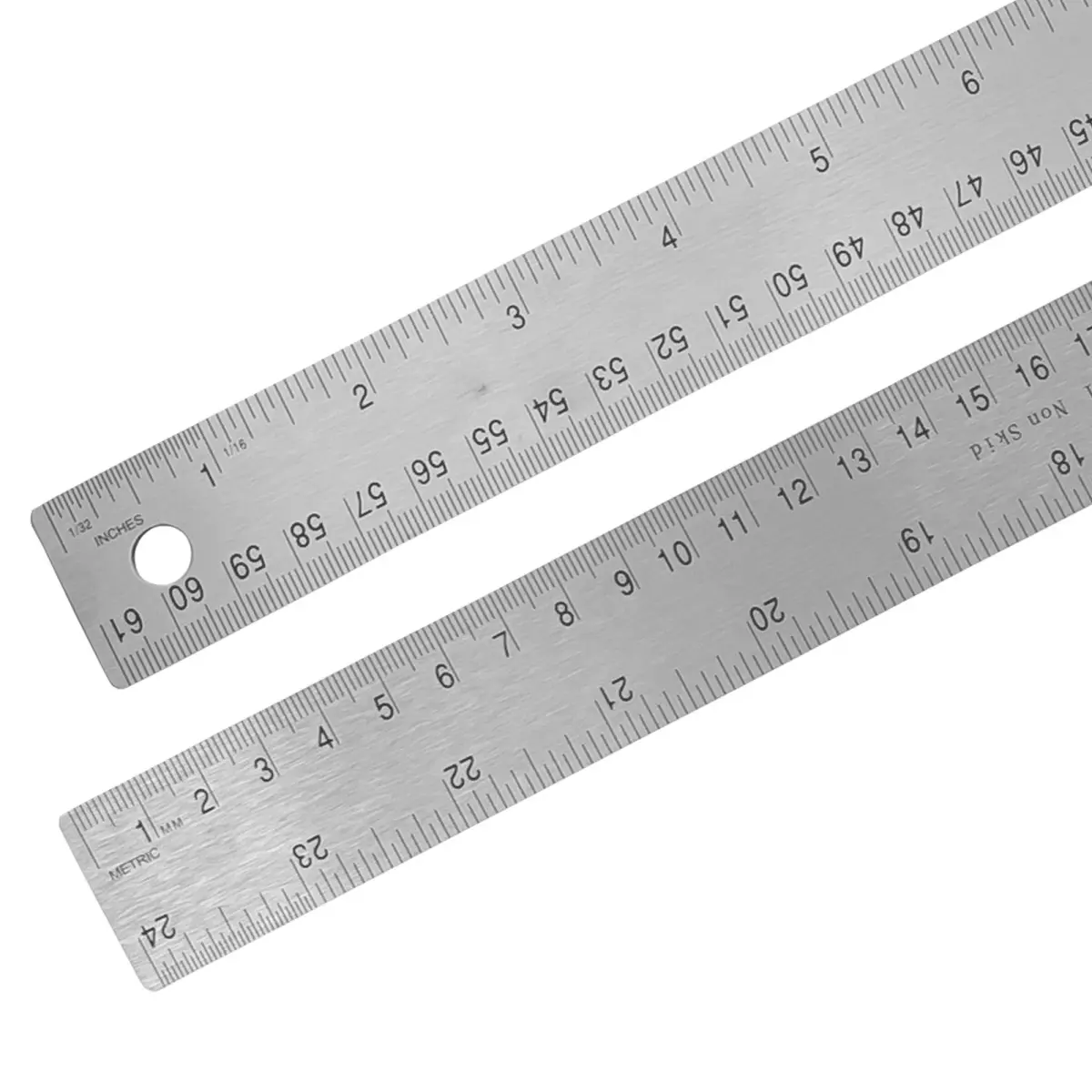 Pacific Arc Stainless Steel 24 Inch Metal Ruler with Cork Back & Metric Graduations | Precise Measuring Tool - main product image
