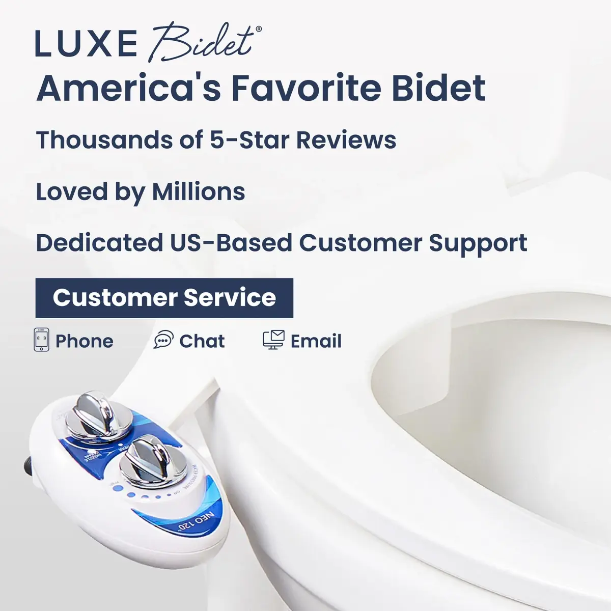 LUXE Bidet NEO 120 Self-Cleaning Bidet Attachment for Toilet Seat, Blue | Non-Electric, Adjustable Pressure, Rear Wash - view 7