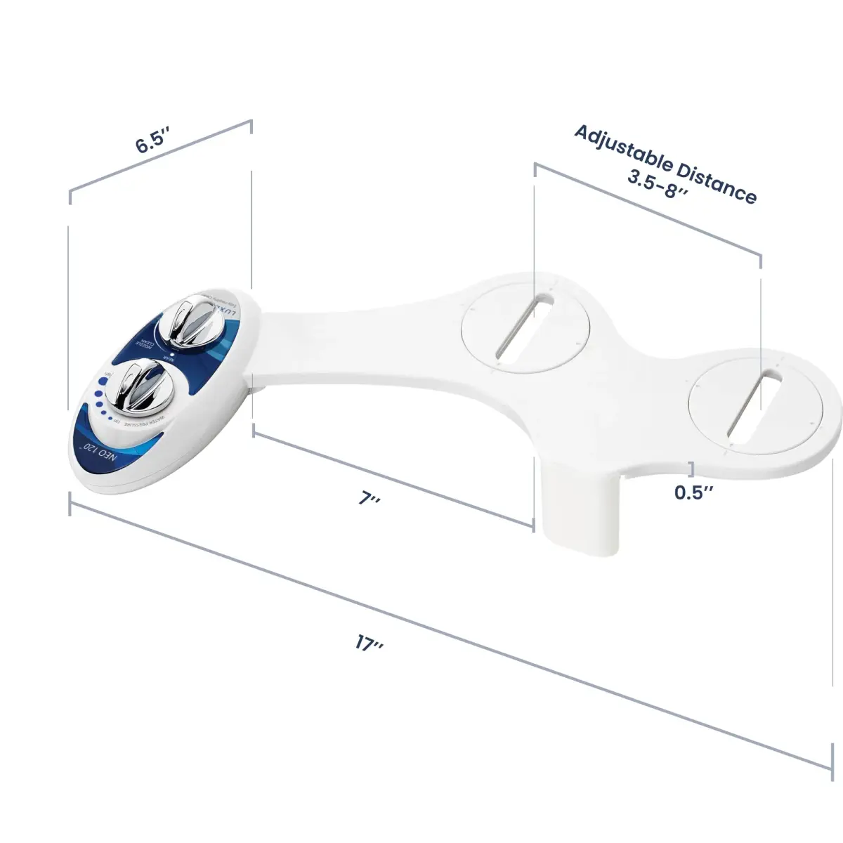 LUXE Bidet NEO 120 Self-Cleaning Bidet Attachment for Toilet Seat, Blue | Non-Electric, Adjustable Pressure, Rear Wash - view 9