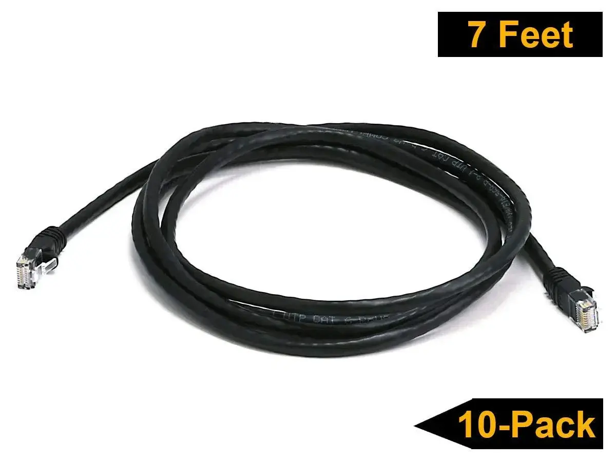 iMBAPrice UL Listed Cat6 Ethernet Network Patch Cable 7 Feet (2.13m) | 10 Pack Black, 10Gbps Gigabit Speed - view 2