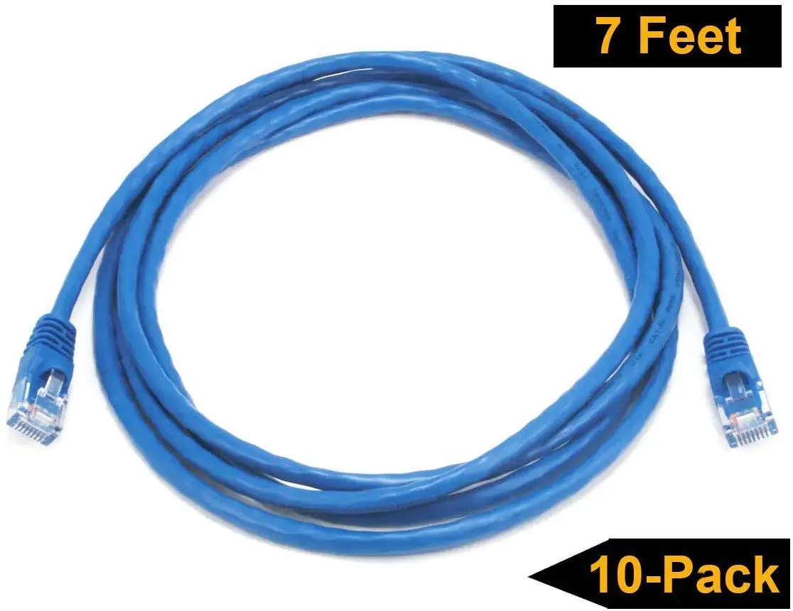 iMBAPrice UL Listed Cat6 Ethernet Network Patch Cable 7 Feet (2.13m) | 10 Pack Blue, 10Gbps Speed - view 2